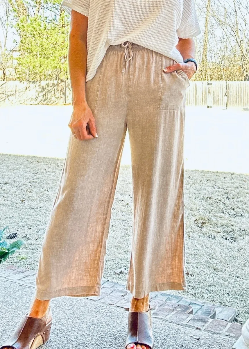 Lucinda Acid Wash Pants - Ash Mocha
