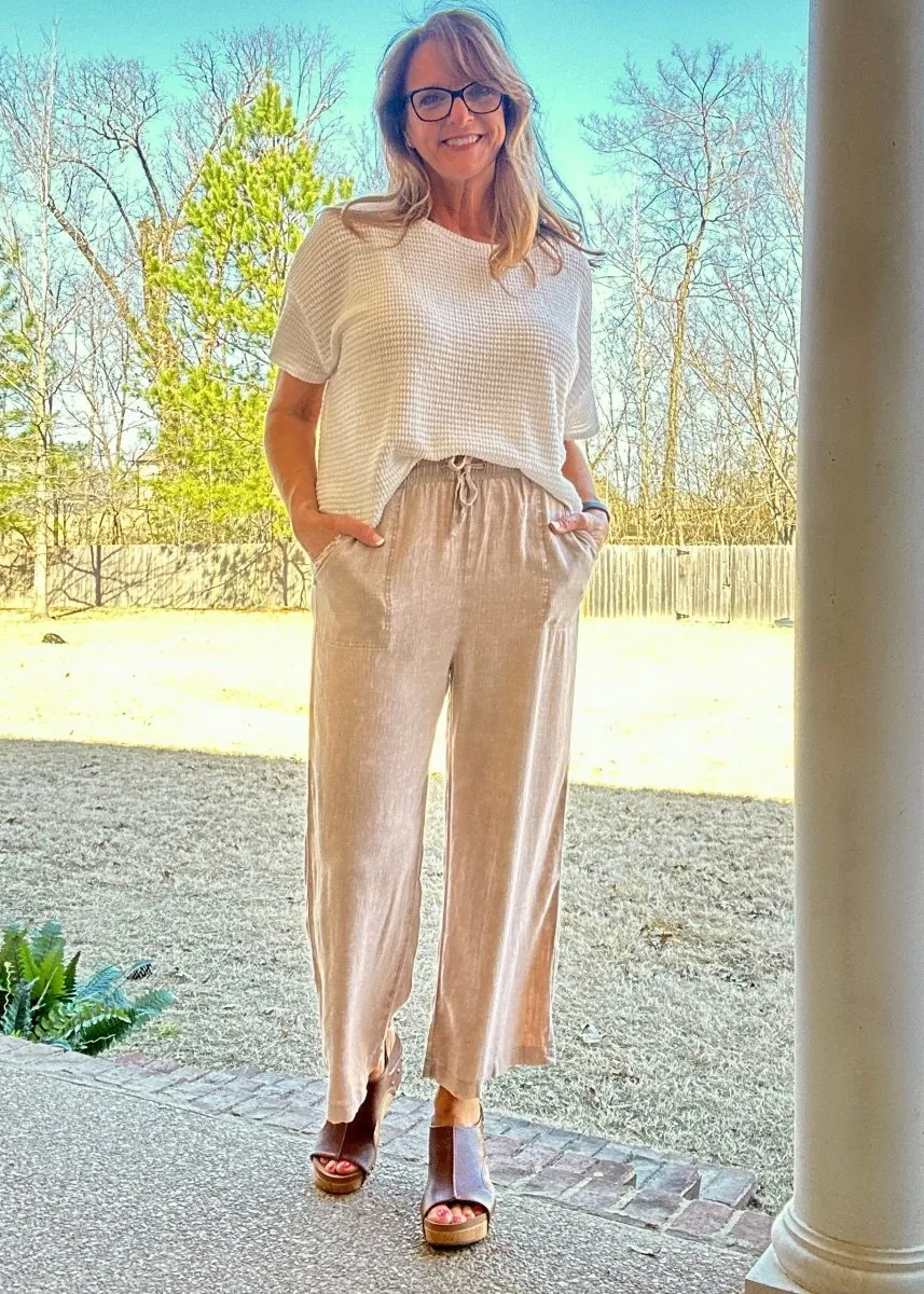 Lucinda Acid Wash Pants - Ash Mocha