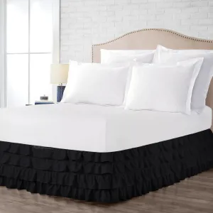 Luxury Black Waterfall Ruffled Bed Skirt