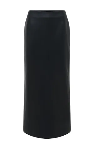 Manuela Midi Skirt in Black Soft Leather