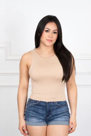 Marimar - Beige Sleeveless Cropped Blouse