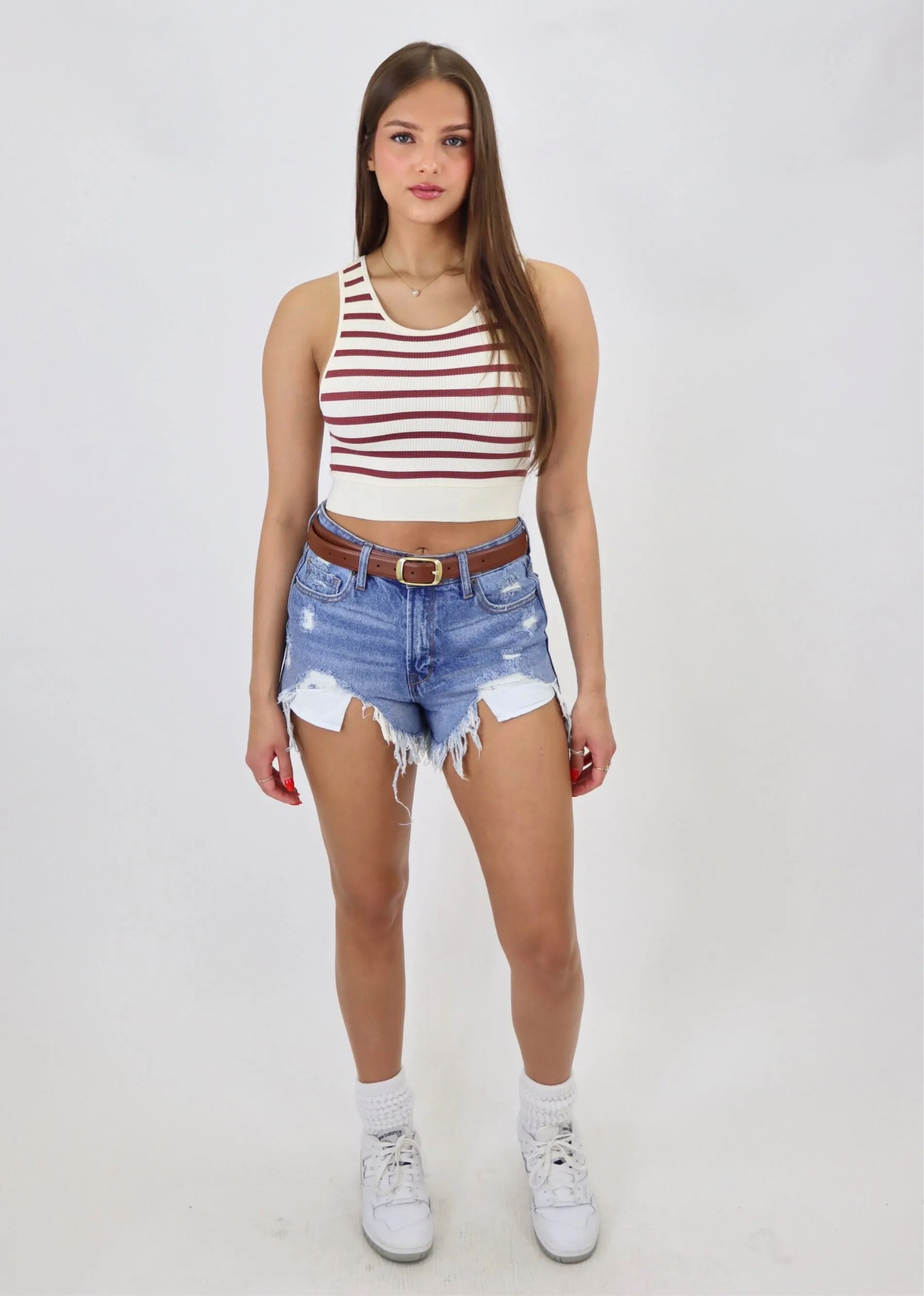 Not My Fault Tank ★ Ivory & Dark Red