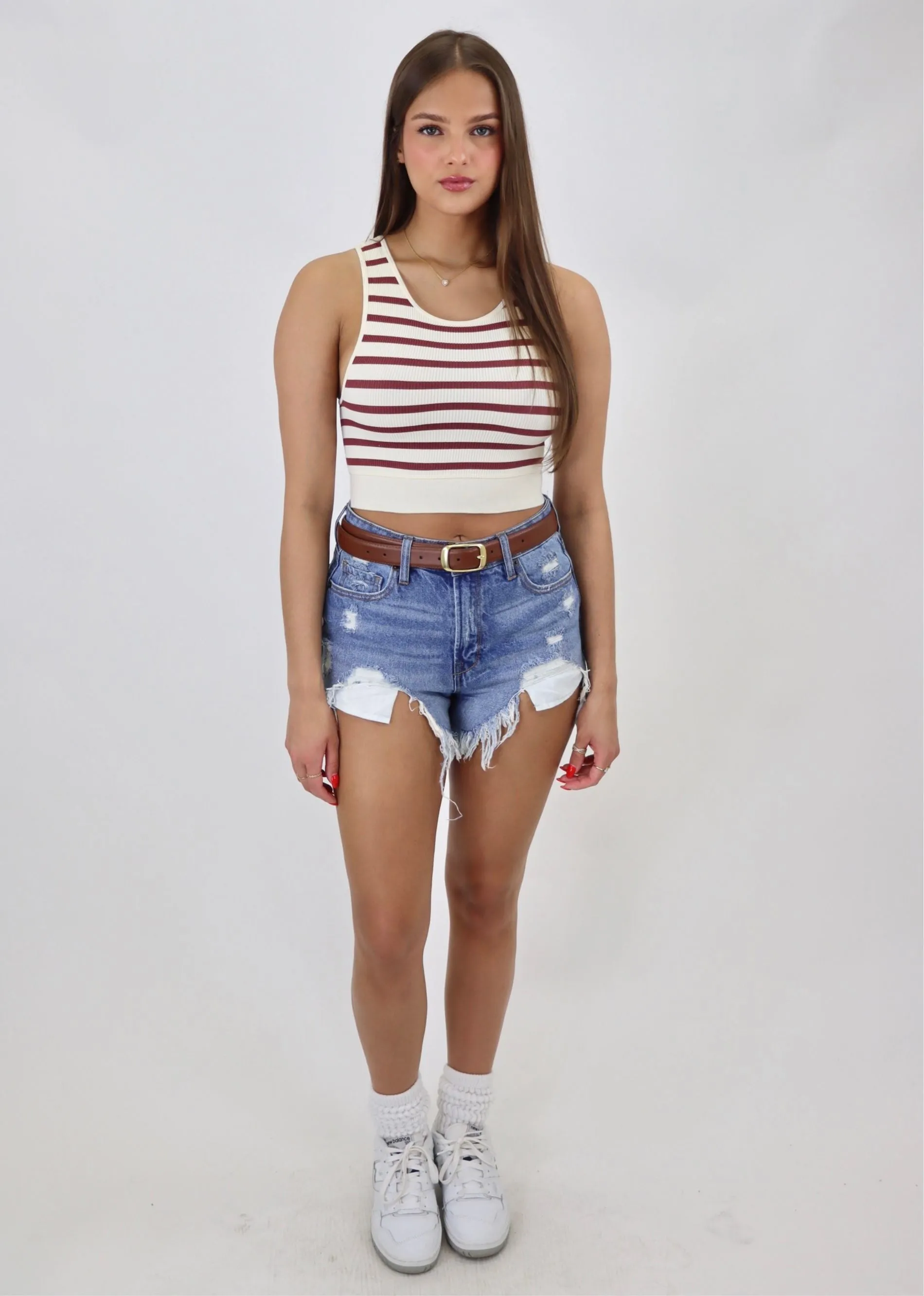 Not My Fault Tank ★ Ivory & Dark Red