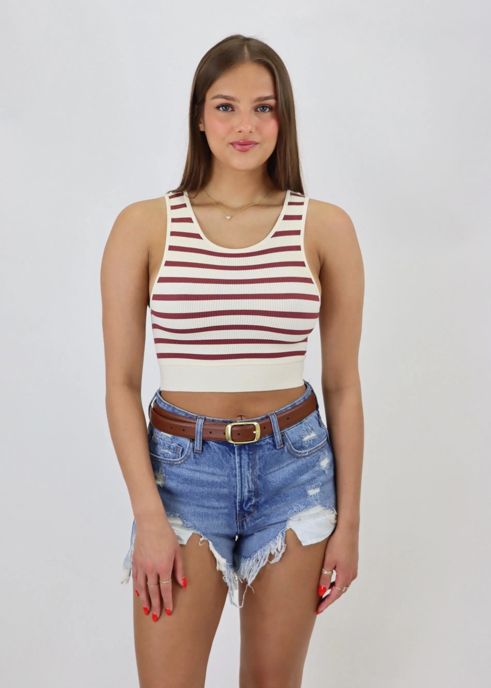 Not My Fault Tank ★ Ivory & Dark Red