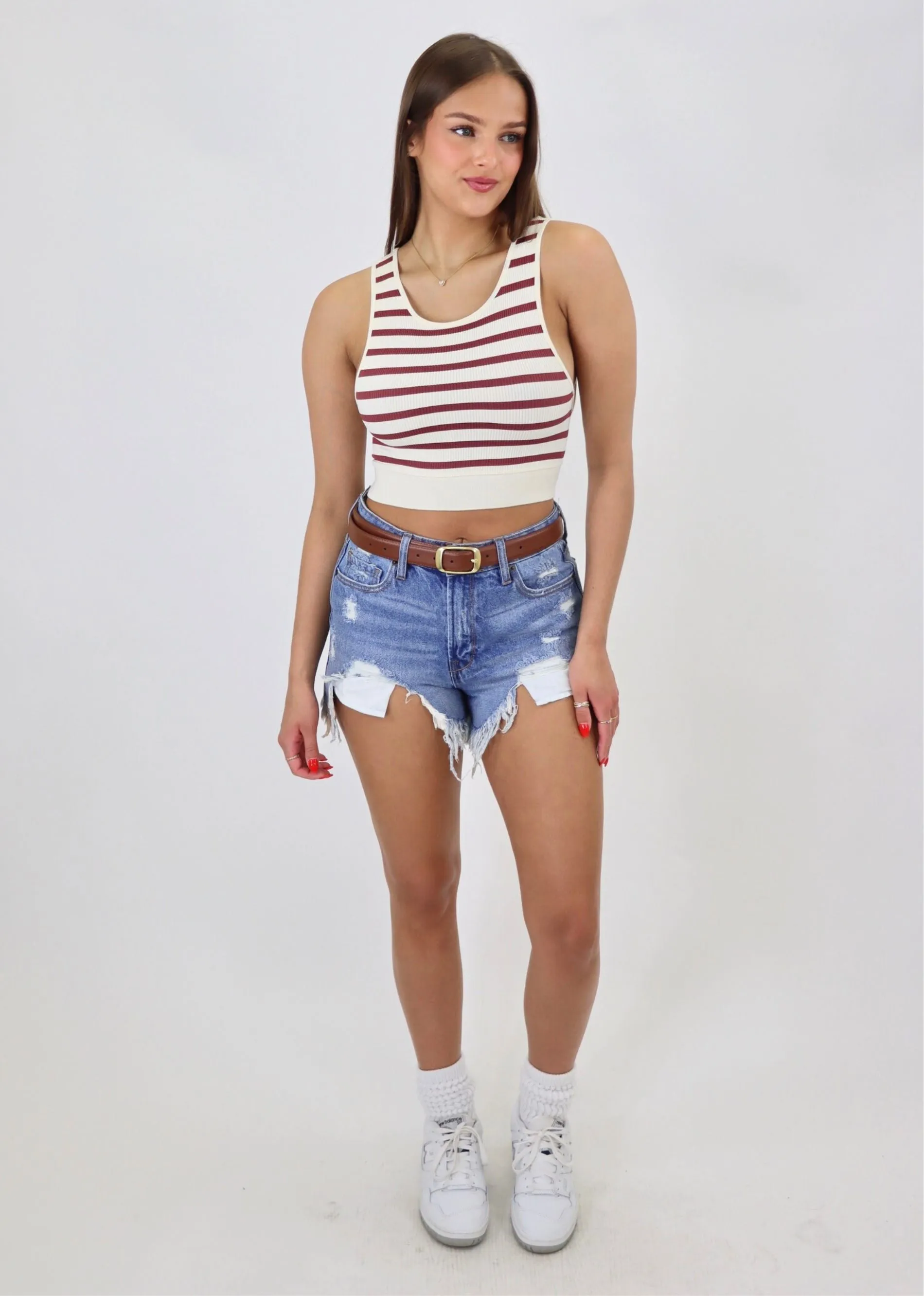Not My Fault Tank ★ Ivory & Dark Red