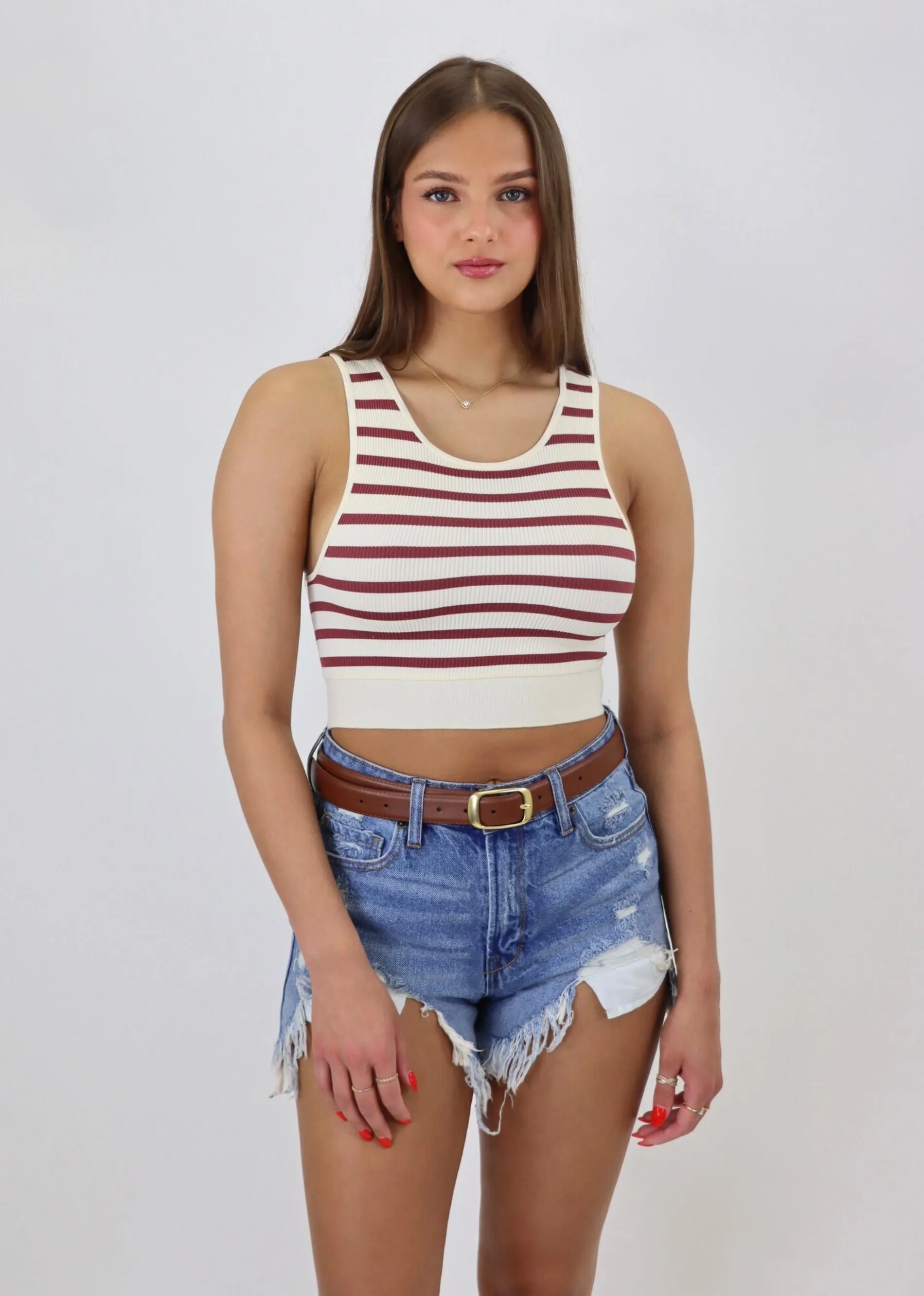 Not My Fault Tank ★ Ivory & Dark Red