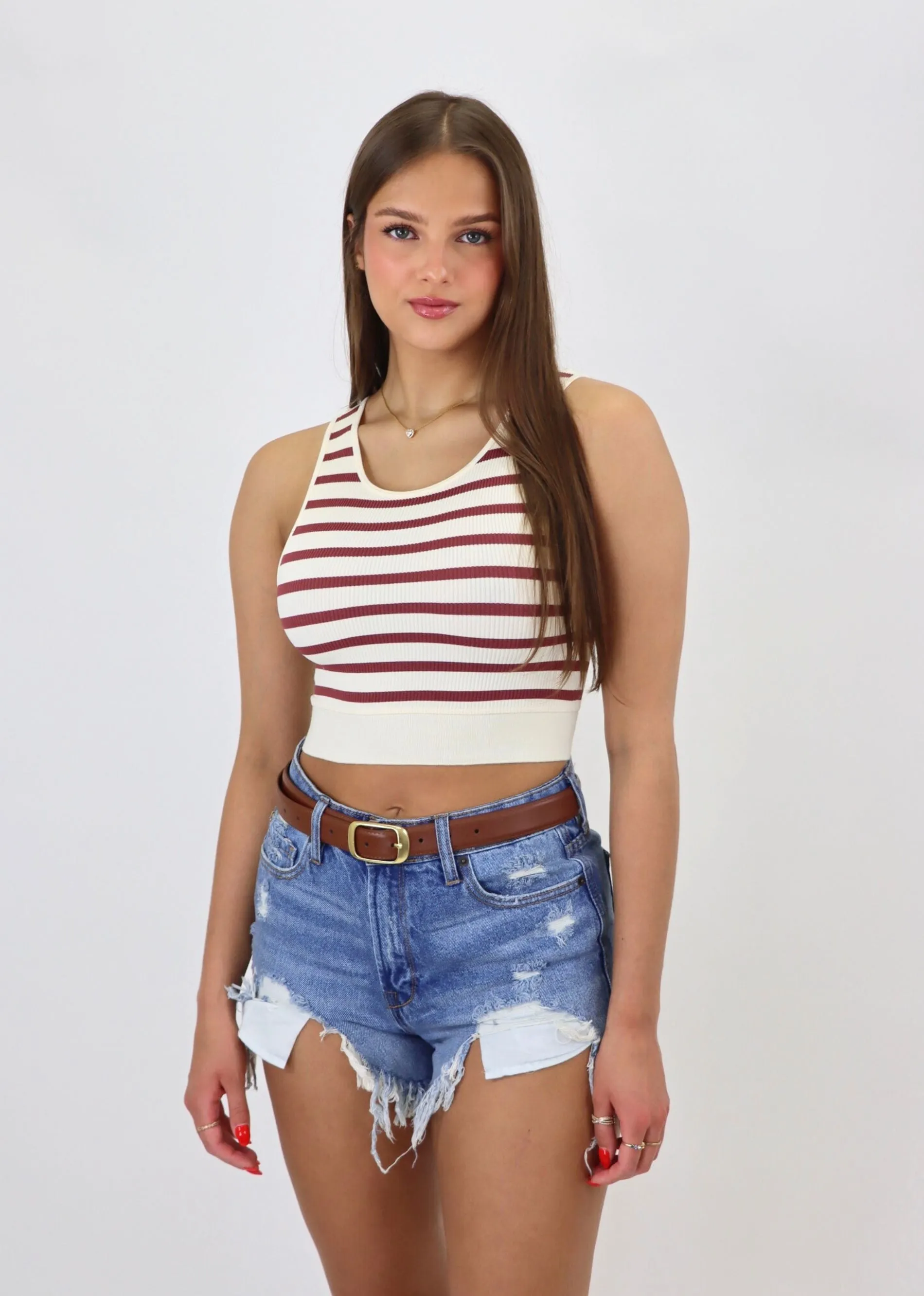 Not My Fault Tank ★ Ivory & Dark Red