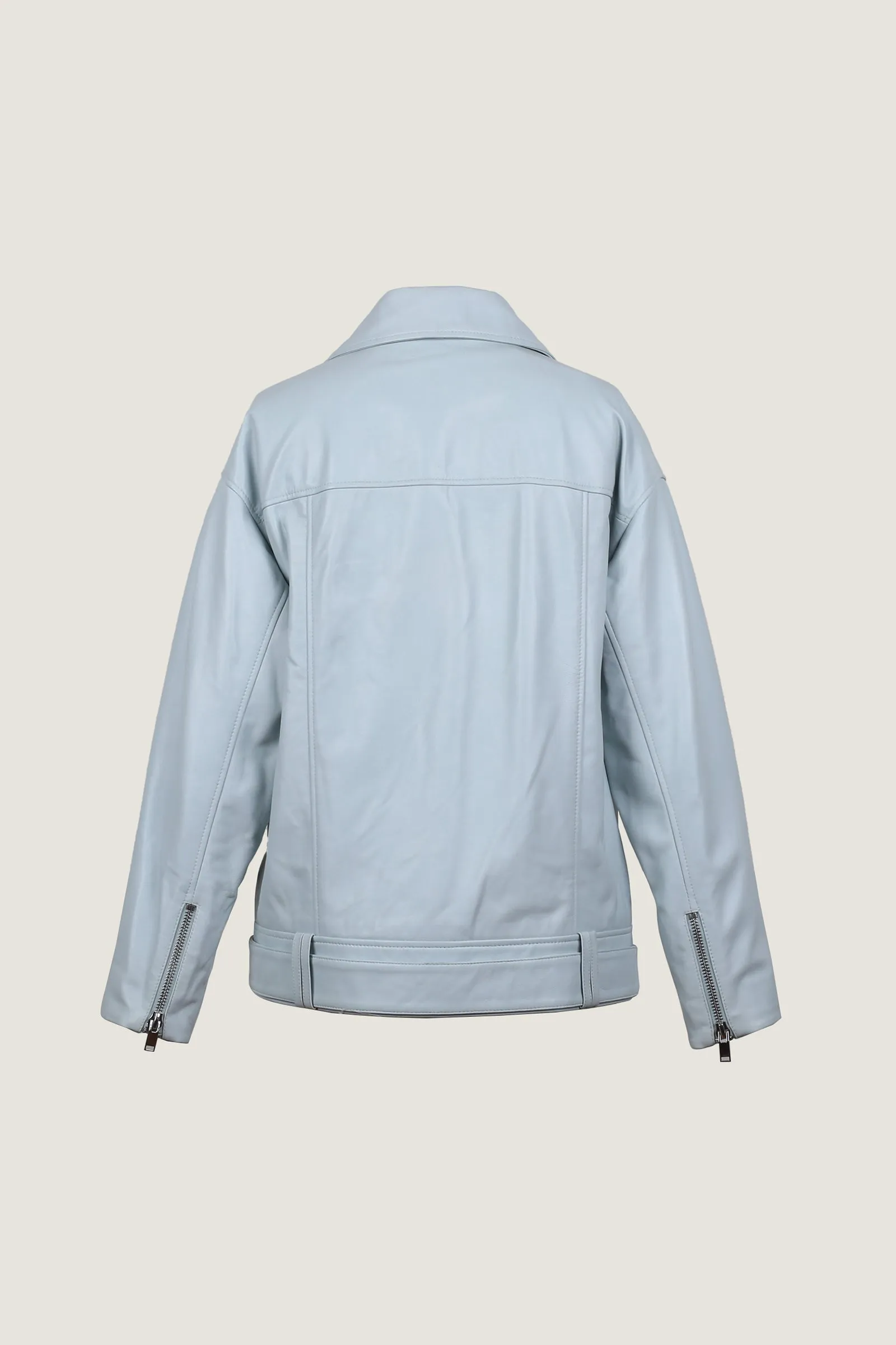 Novado - Women's Timeless Biker Leather Jacket - Light Grey - 1 Piece