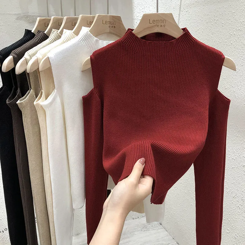 off shoulder long-sleeve top base shirt Sweater