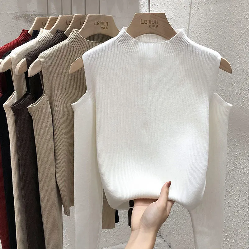off shoulder long-sleeve top base shirt Sweater