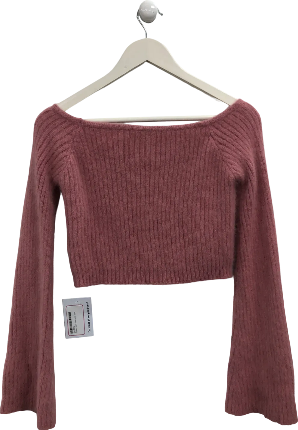 Off The Shoulder Pink Knitted Jumper One Size