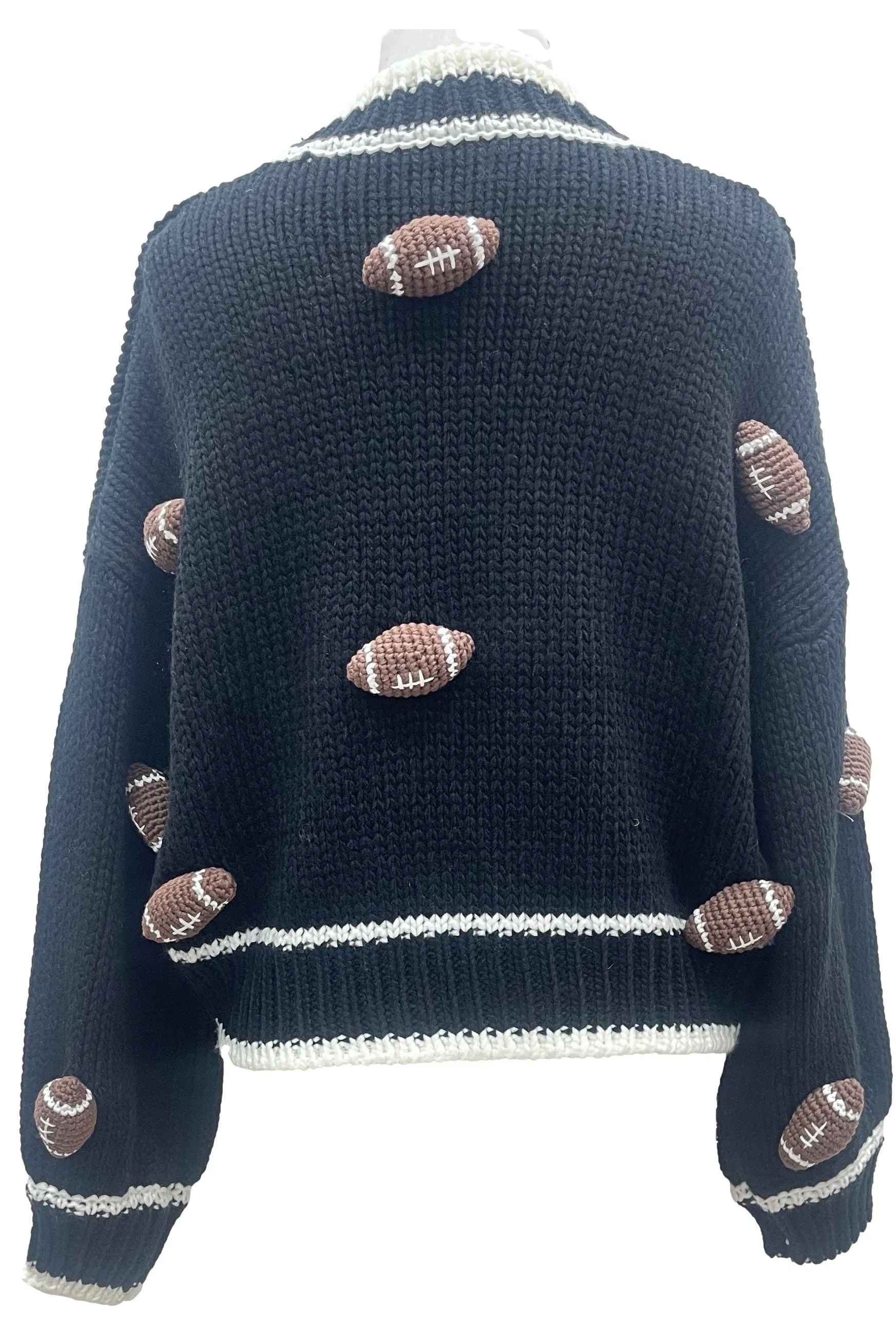 Queen Of Sparkles Black Knitted Football Cardigan