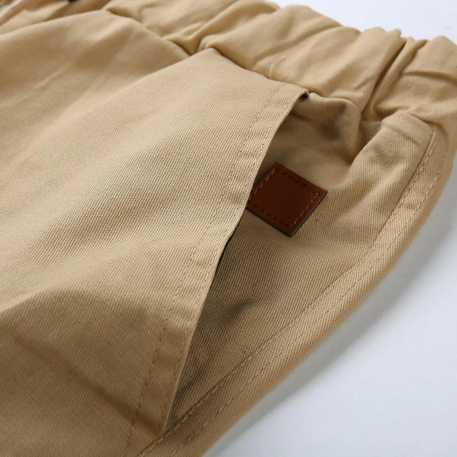 QWENTMTNTY Mens Cargo Pants Casual Elastic Waist Slim Fit Workout Joggers Big Tall Outdoor Hiking Cotton Sweatpants Pockets