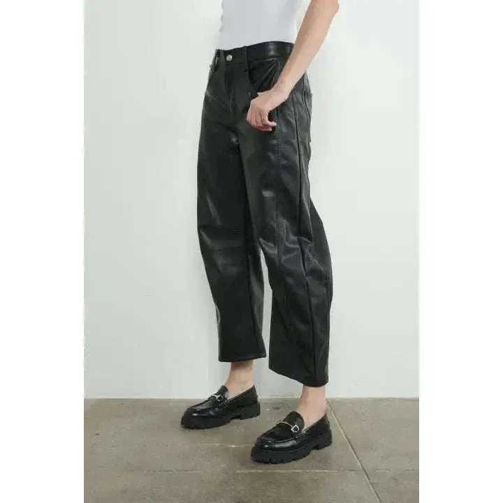 Relaxed Fit Faux Leather Pants