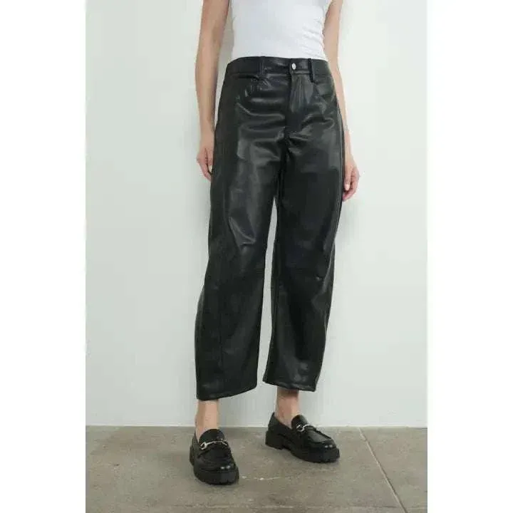 Relaxed Fit Faux Leather Pants