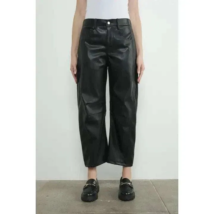 Relaxed Fit Faux Leather Pants