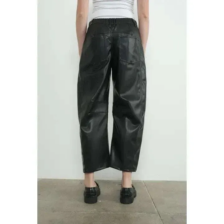 Relaxed Fit Faux Leather Pants