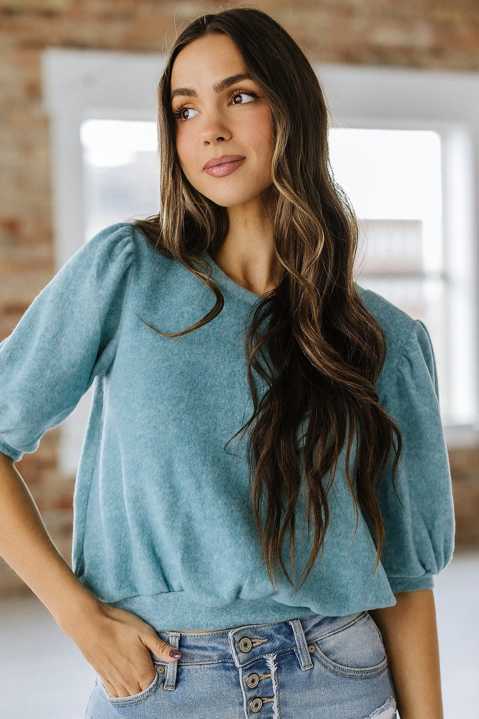 SALE - Annie Brushed Puff Sleeve Top