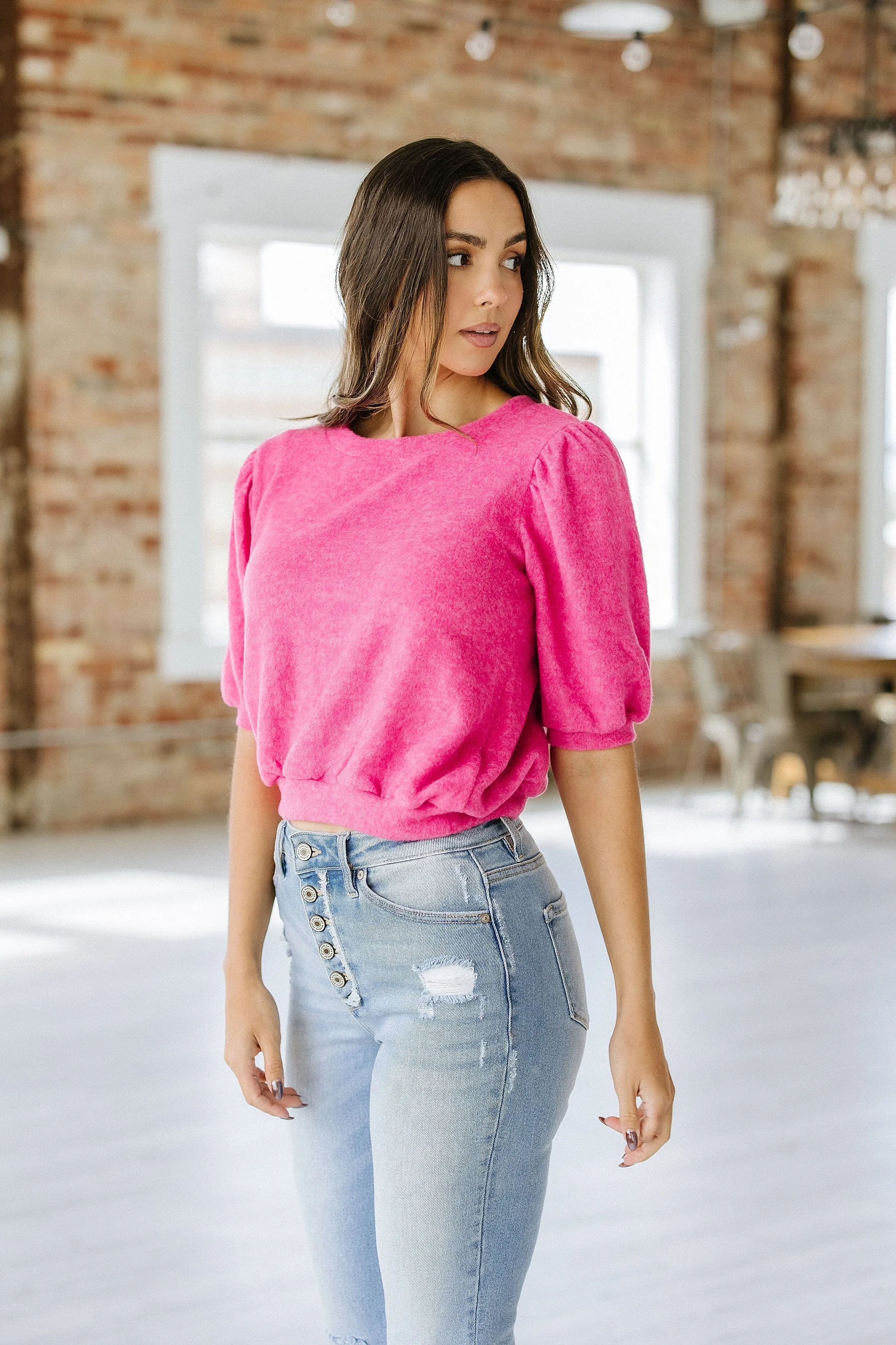 SALE - Annie Brushed Puff Sleeve Top