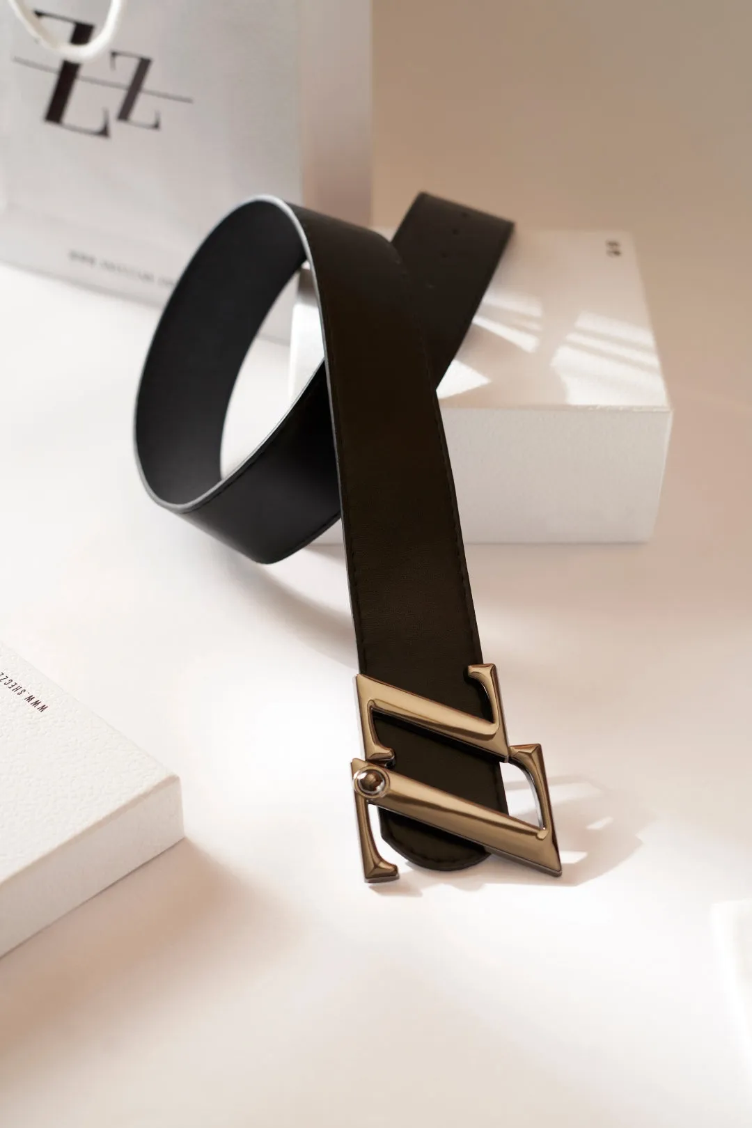 SHECZZAR Broad Waist Belt with Signature ZZ Buckle