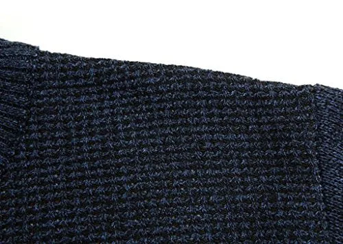 Shengweiao Men's Zip Knitted Cardigan Sweater (X-Large, Dark Blue)