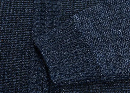 Shengweiao Men's Zip Knitted Cardigan Sweater (X-Large, Dark Blue)