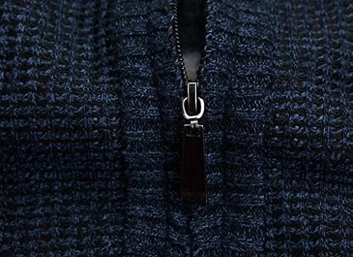 Shengweiao Men's Zip Knitted Cardigan Sweater (X-Large, Dark Blue)