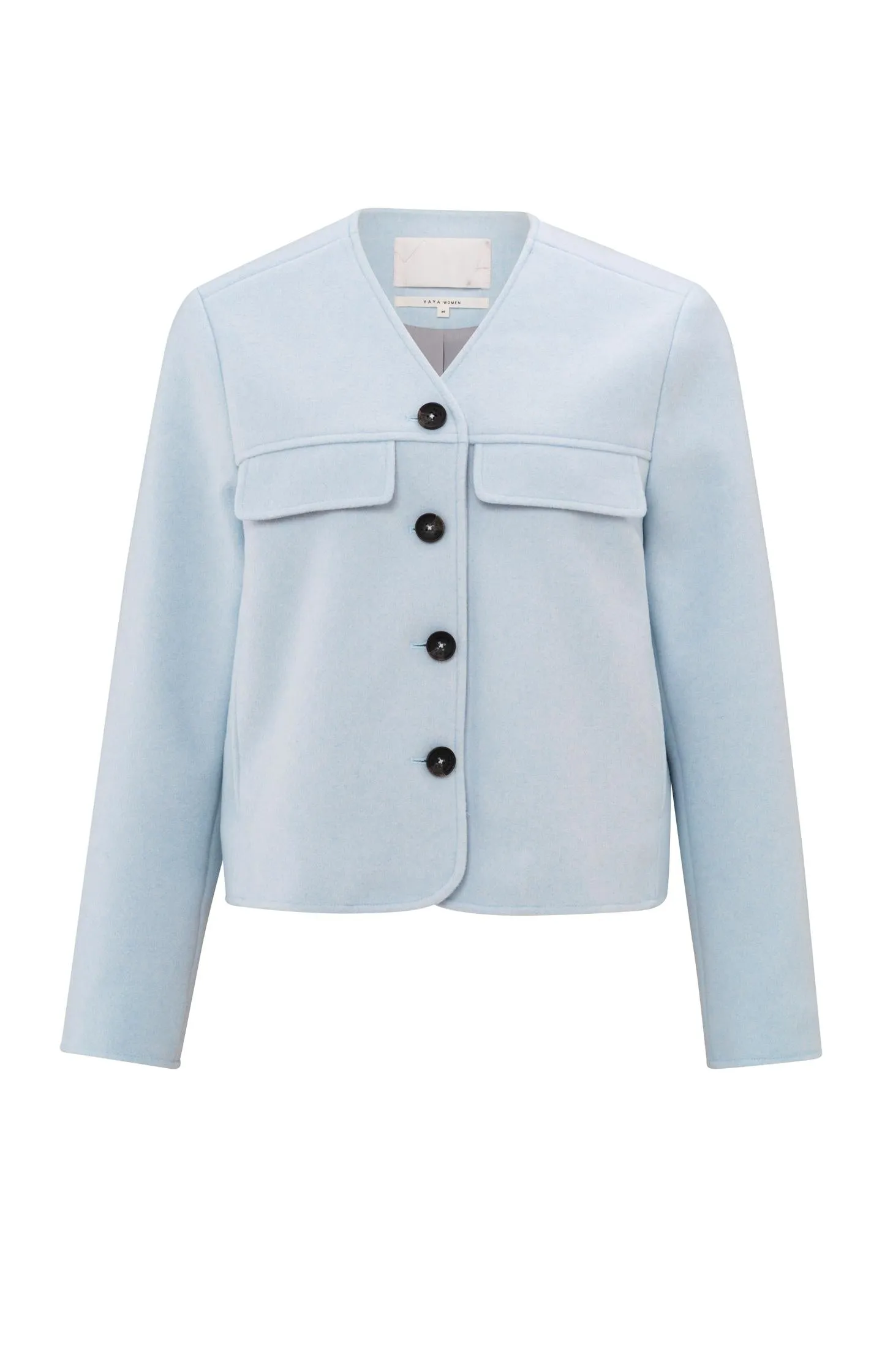 Soft short jacket with chest pockets and button closure