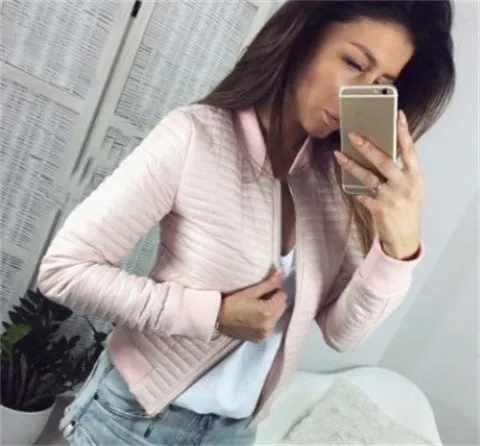 Stylish All-Matching Zipper Cardigan Solid Colored Short Long Sleeved Slim Look Warm Women Tops Jacket Outerwear