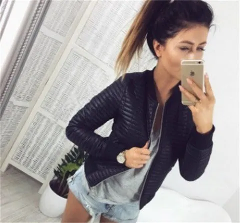 Stylish All-Matching Zipper Cardigan Solid Colored Short Long Sleeved Slim Look Warm Women Tops Jacket Outerwear