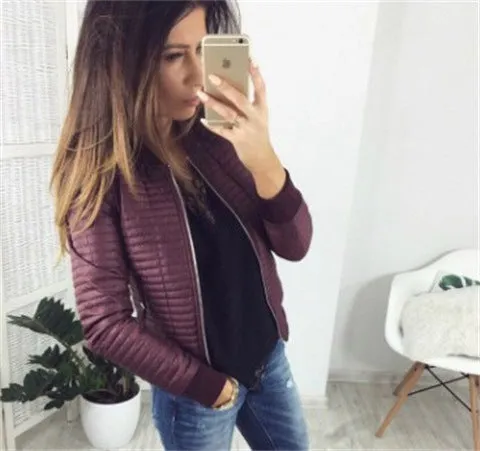 Stylish All-Matching Zipper Cardigan Solid Colored Short Long Sleeved Slim Look Warm Women Tops Jacket Outerwear