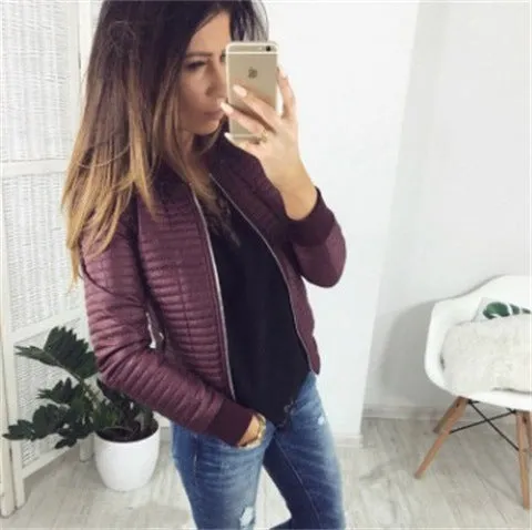 Stylish All-Matching Zipper Cardigan Solid Colored Short Long Sleeved Slim Look Warm Women Tops Jacket Outerwear