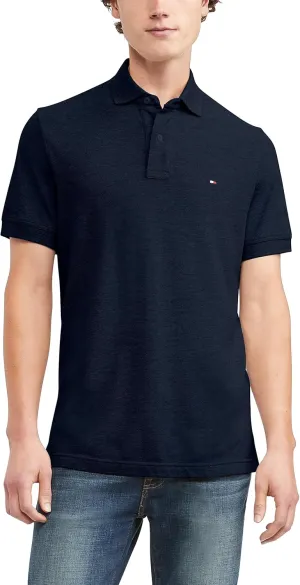 Tommy Hilfiger Men's Short Sleeve Polo Shirt in Classic Fit, Navy, X-Small