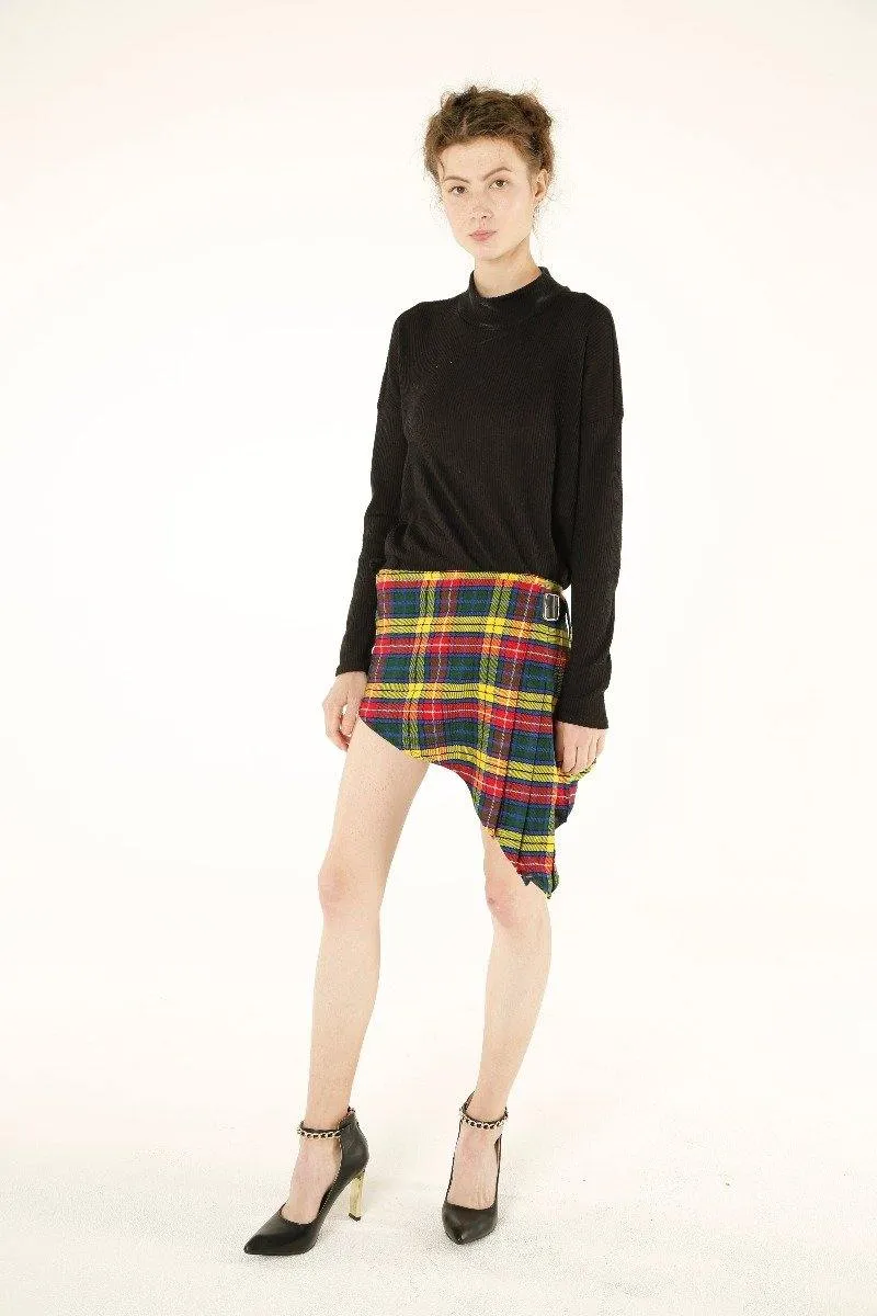 V-Cut Tartan Skirt