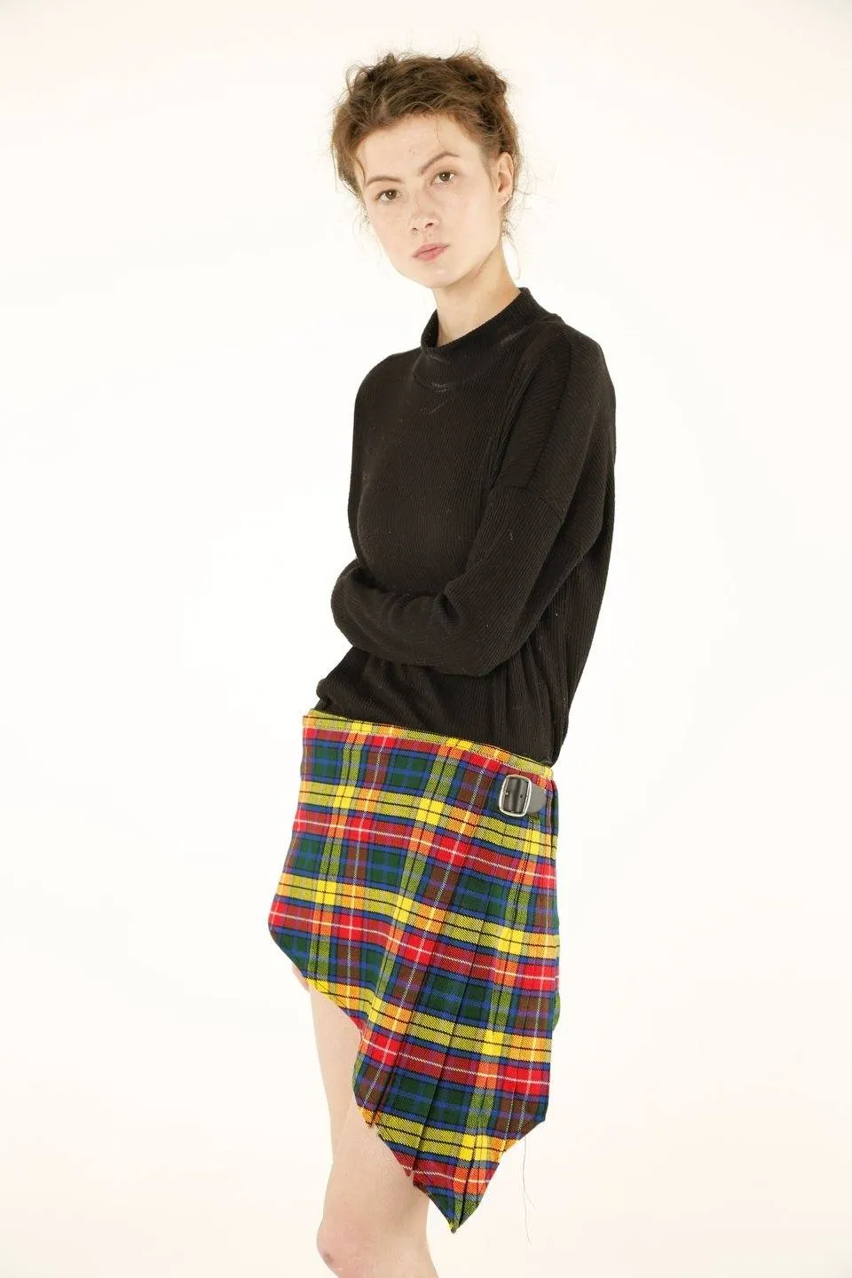 V-Cut Tartan Skirt