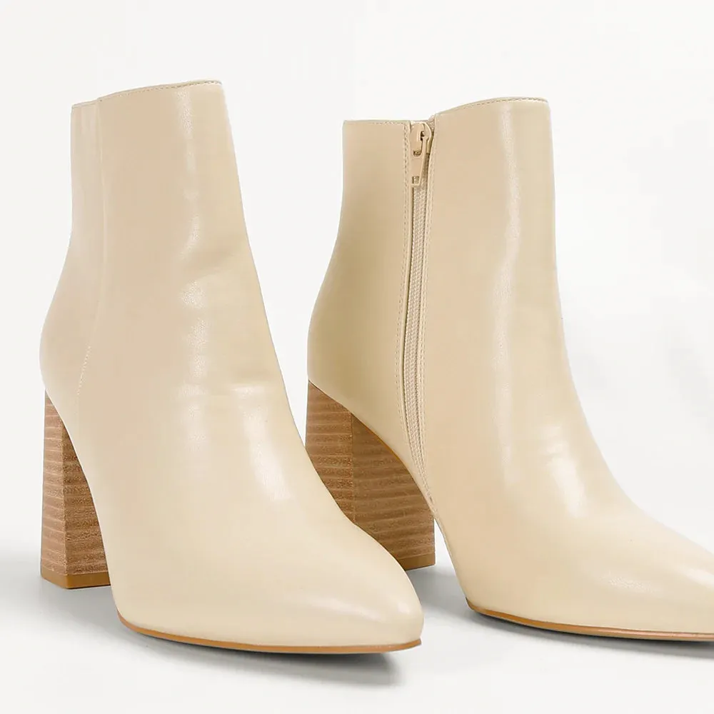 Veronica Cream Heeled Bootie