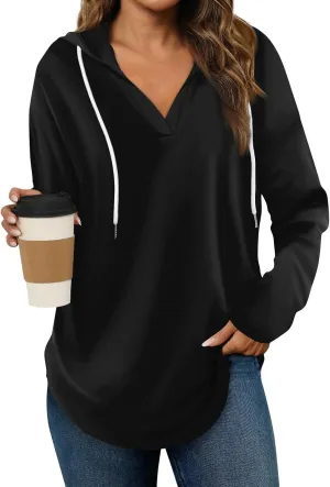 Women Hoodies Oversized Drawstring Lightweight Sweatshirts Hooded Fall Fashion 2024 Plain Tunic Hoodies