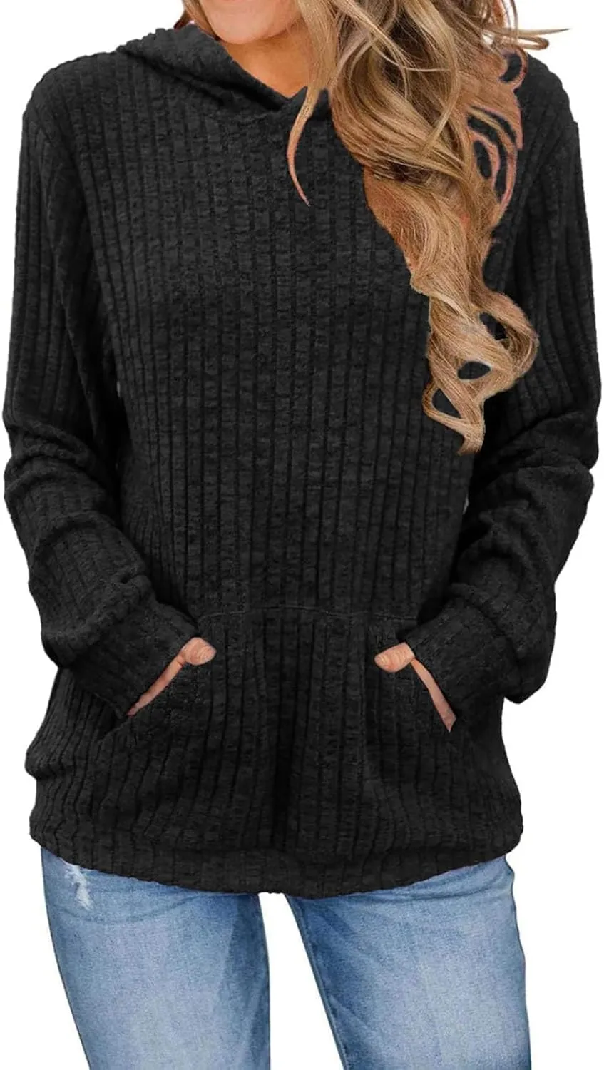 Womens Hoodies Oversized Long Sleeve Hooded Sweatshirts Casual Soild Color Pullover Tops 2024 Fashion