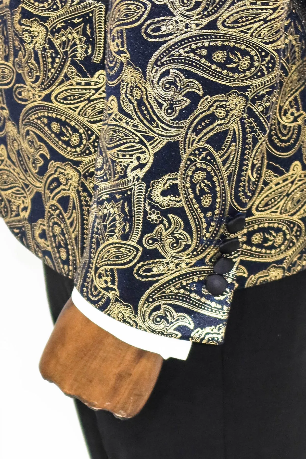 WSS Paisley Peak Lapel Navy Blue Men Prom Blazer  - Singen