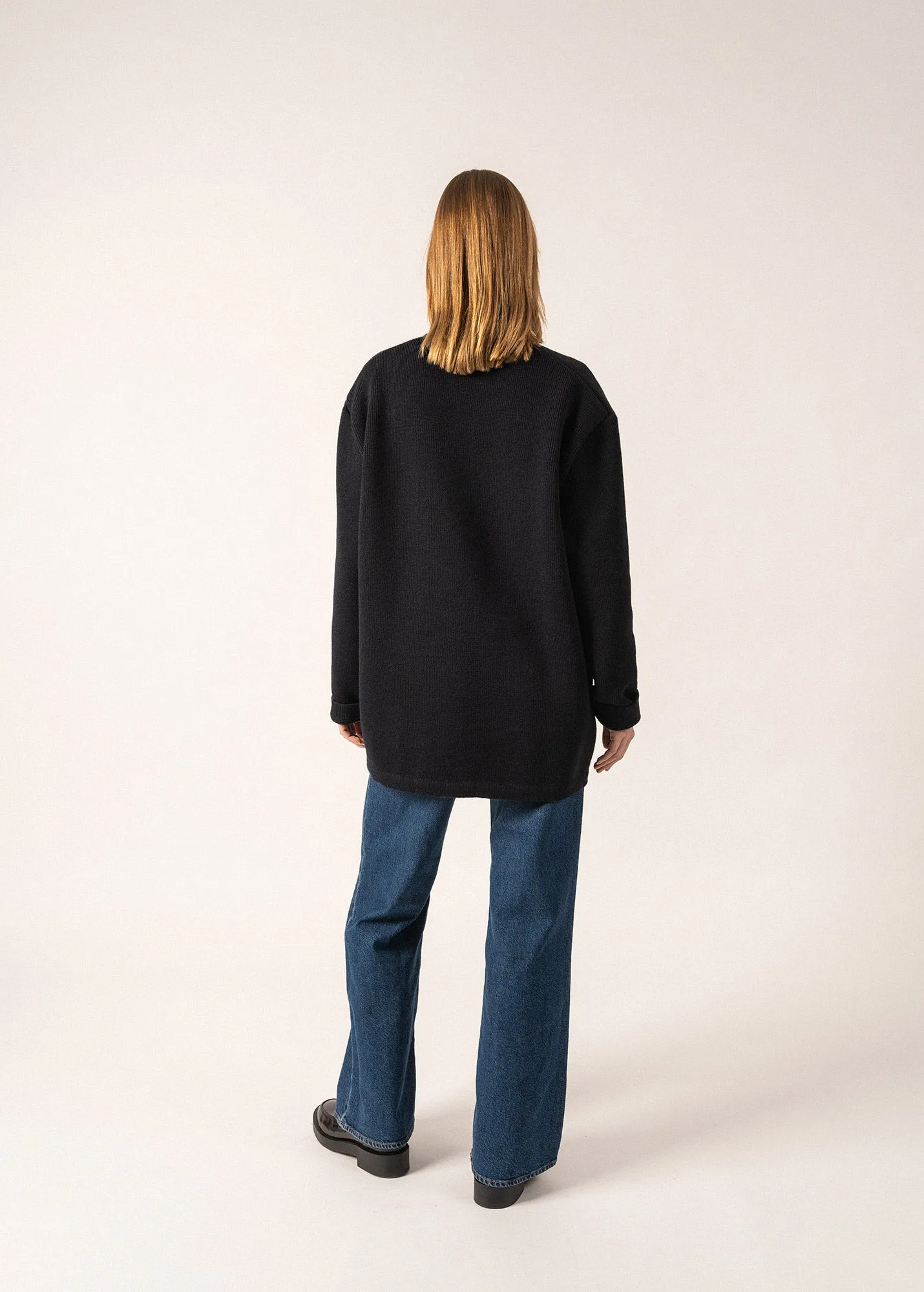 Yachting Rdit Wool Cardigan - with embroidered chest badge (NAVY)