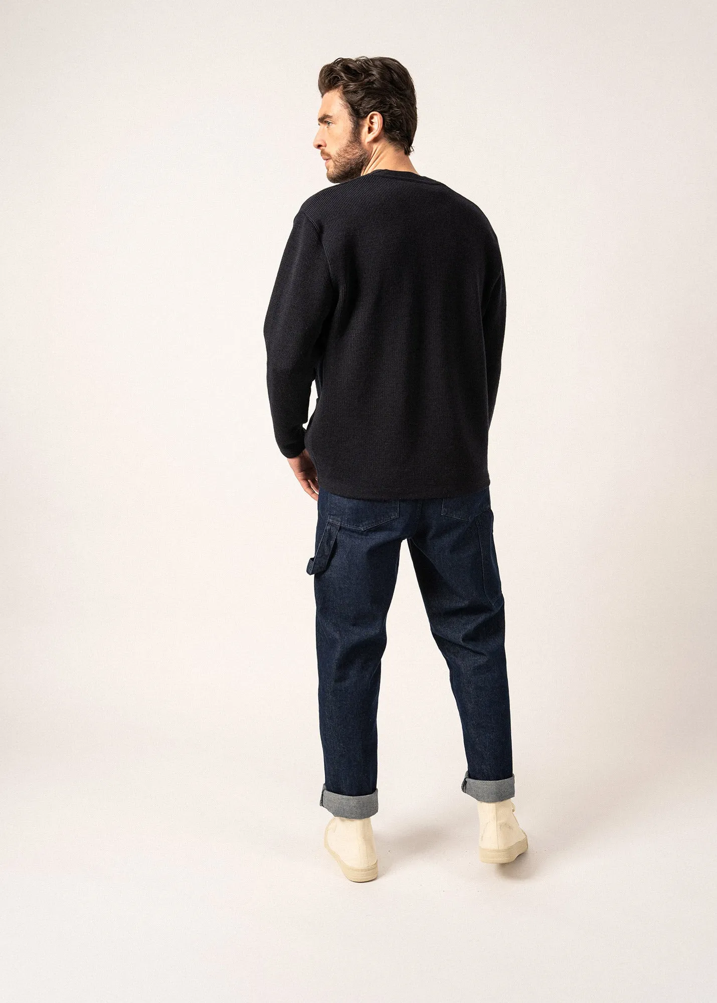 Yachting Rdit Wool Cardigan - with embroidered chest badge (NAVY)