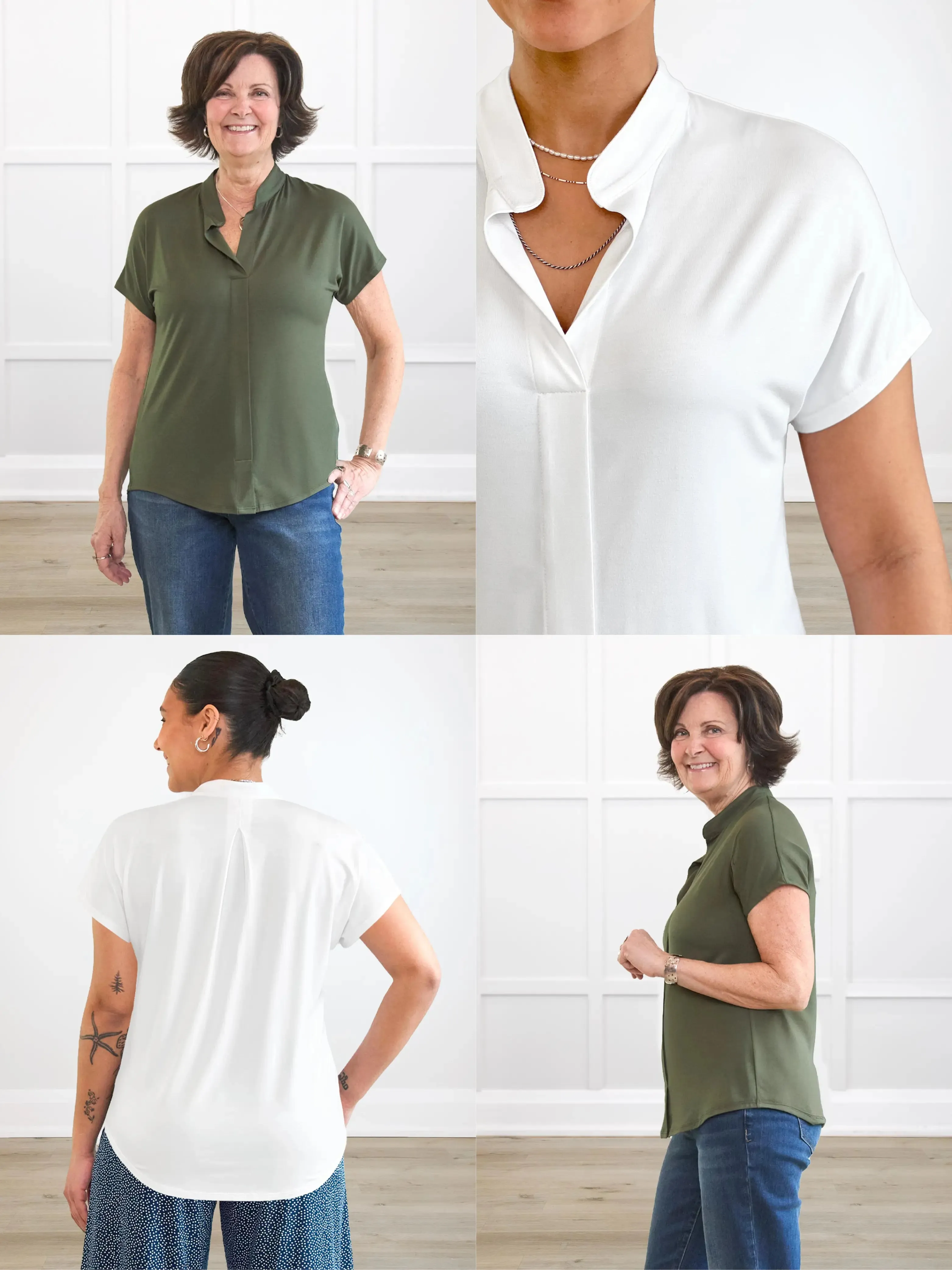 Yasmina band collar blouse